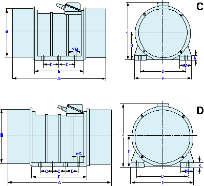 XVM振動電機外形及安裝尺寸
