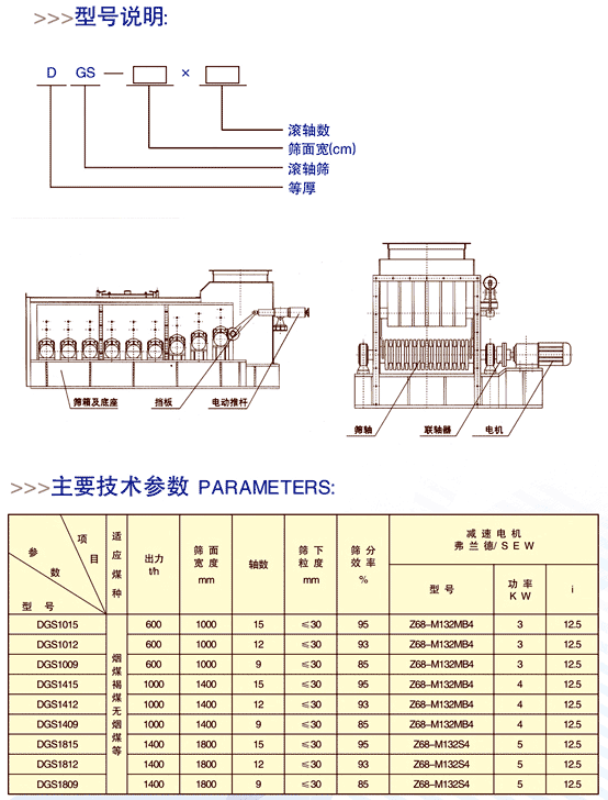 等厚滾軸篩技術參數